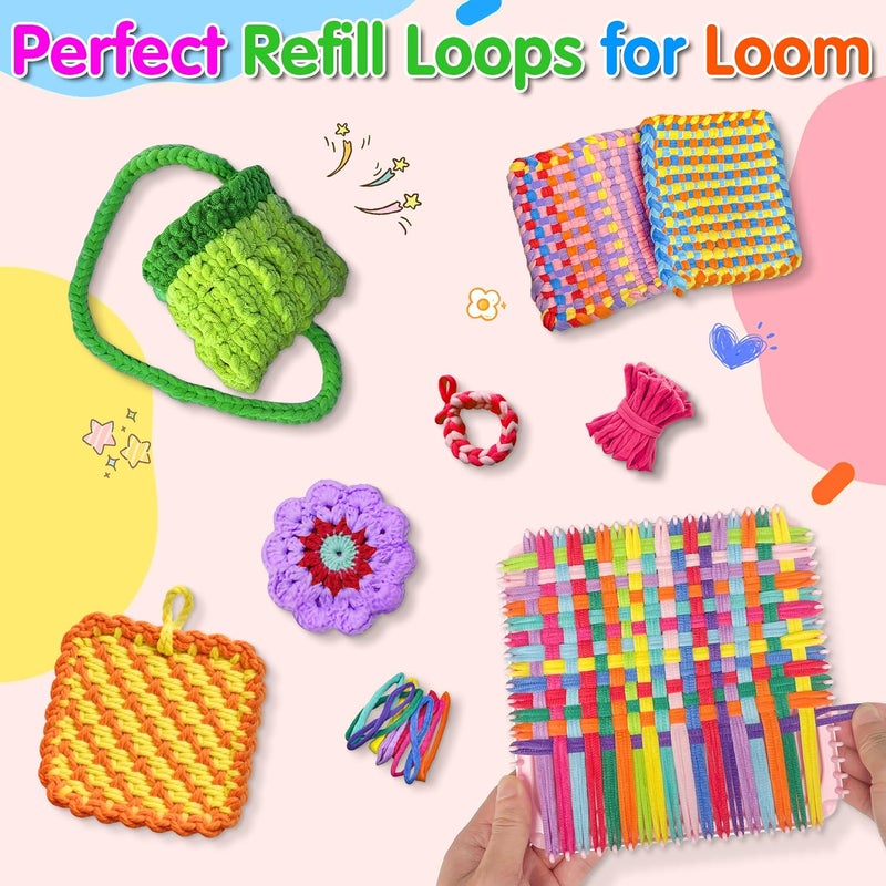 LINAYE 1000 PCS Loom Refill Loops, 12 Color Weaving Loom Refill Loops Kit for Potholder 6” 7” Size Pot Holder Loom Art and Crafts DIY Supplies for Adults Teens - Image 5